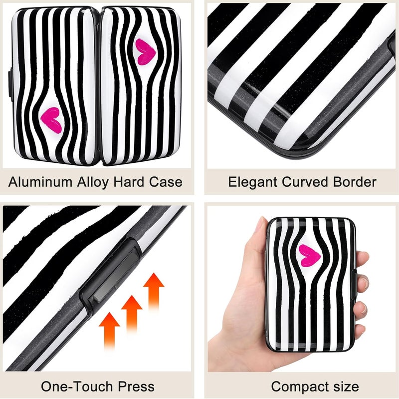 ELFISH Mini RFID Aluminum Wallet Credit Cards Holder Business Card Case Metal ID Case for Men Women (Eye heart) - Image 3